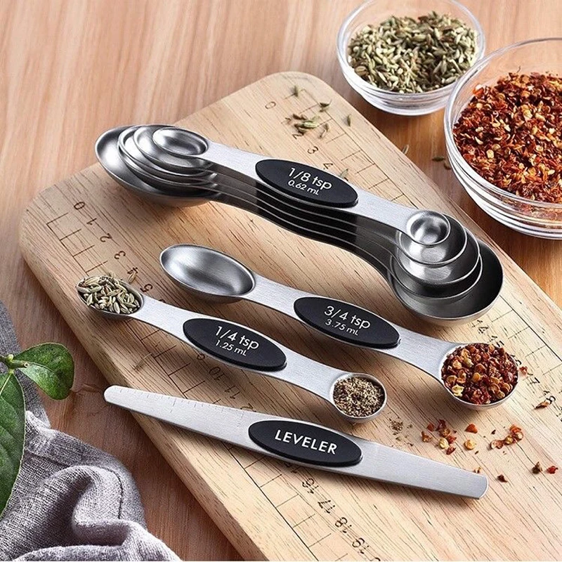 Magnetic Measuring Spoons Set Stainless Steel Dual Sided Stackable Teaspoon Tablespoons for Measuring Dry and Liquid Ingredients
Magnetic Measuring Spoons Set Stainless Steel Dual Sided Stackable Teaspoon Tablespoons for Measuring Dry and Liquid Ingredients