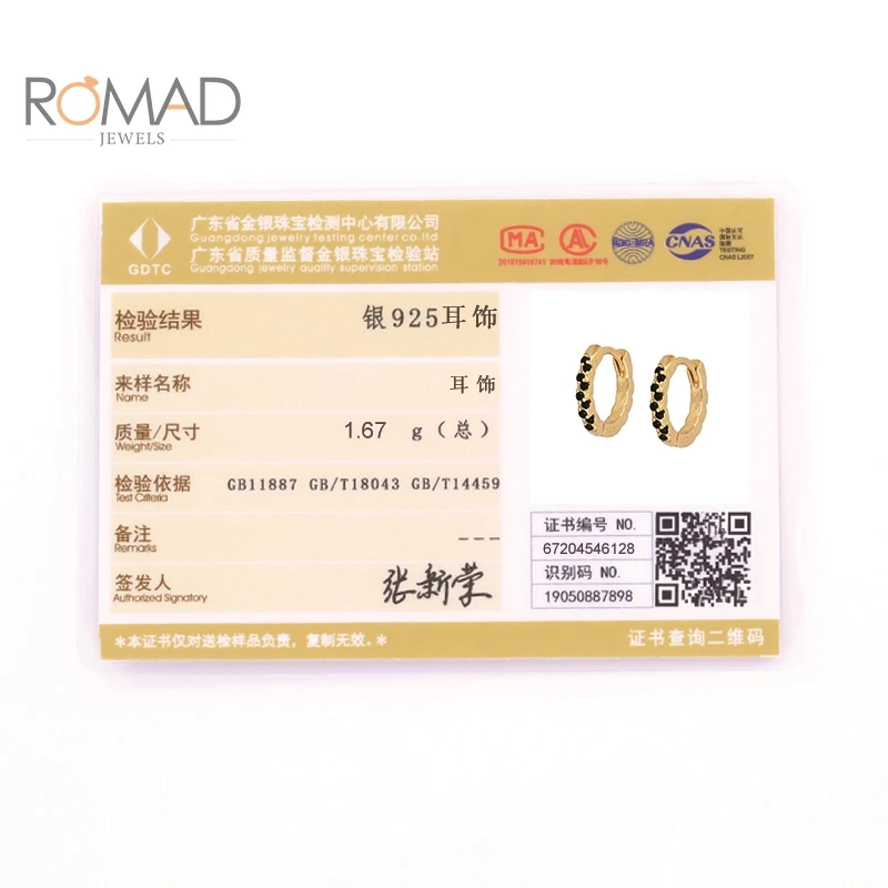 ROMAD Real 925 Sterling Silver Earrings Hoops For Women All-Match Mini Stylish Black Zircon Earring Boucle DOreille
ROMAD Real 925 Sterling Silver Earrings Hoops For Women All-Match Mini Stylish Black Zircon Earring Boucle DOreille
