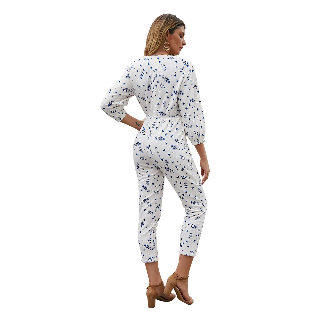 Autumn and Winter Floral Waist Hugging Casual Cropped Mono Print Sleeve Jumpsuit Rompers Womens 
Autumn and Winter Floral Waist Hugging Casual Cropped Mono Print Sleeve Jumpsuit Rompers Womens