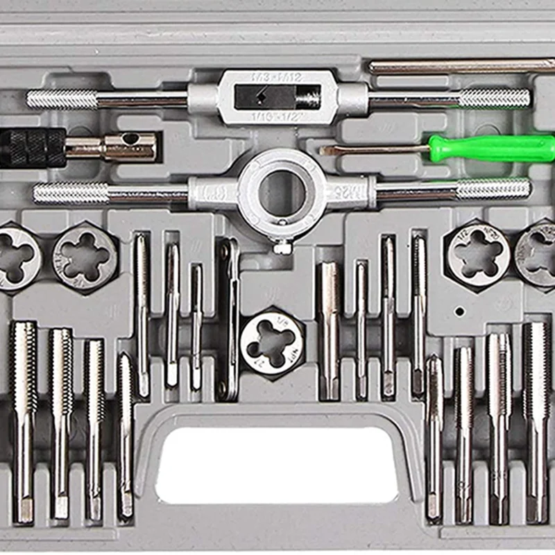 SAE Thread Tap and Die Tool Set for Thick and Fine Threads Of Thread and Heavy Thread, with Accessories and Storage Box
SAE Thread Tap and Die Tool Set for Thick and Fine Threads Of Thread and Heavy Thread, with Accessories and Storage Box