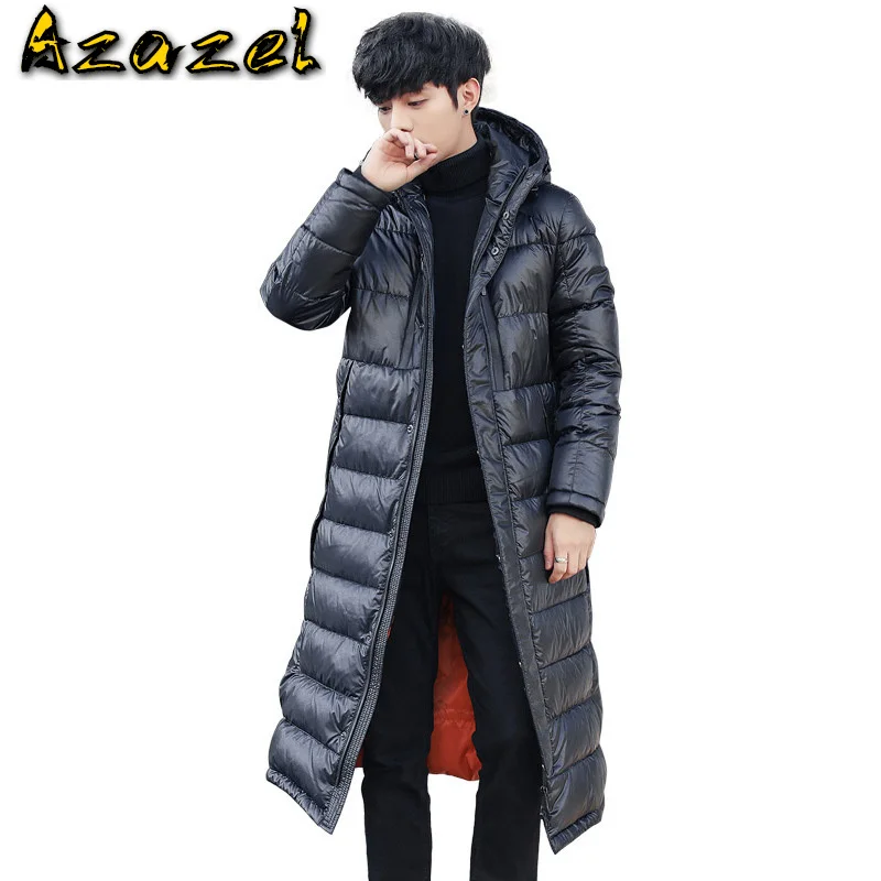 

Azazel Men's Winter Down Jacket Hooded Thick Long Coat 90% White Goose Down Jacket Korean Parka Doudoune Homme 1806 KJ3096