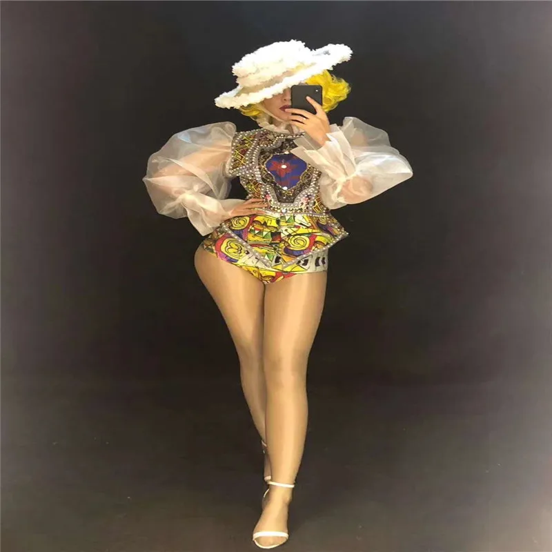 W6 Party dance wears lace puff sleeve female dress printed rhinestones bodysuit crystal perform outfit pole dance dress dj hats
W6 Party dance wears lace puff sleeve female dress printed rhinestones bodysuit crystal perform outfit pole dance dress dj hats