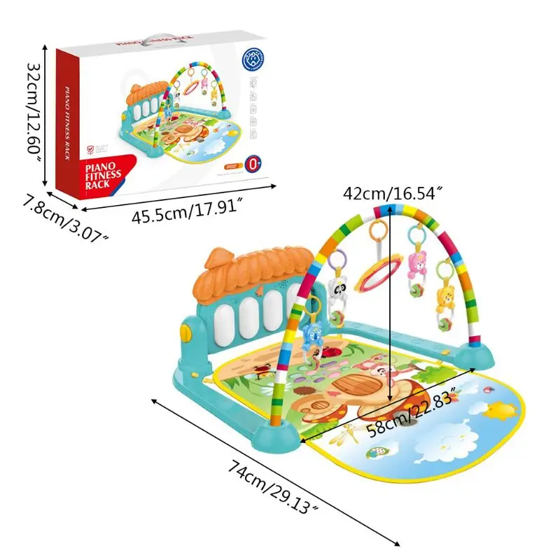 3 in 1 Tollder Musical Gym Play Mat Lay & Play Fitness Fun Piano Kid Boy Girl