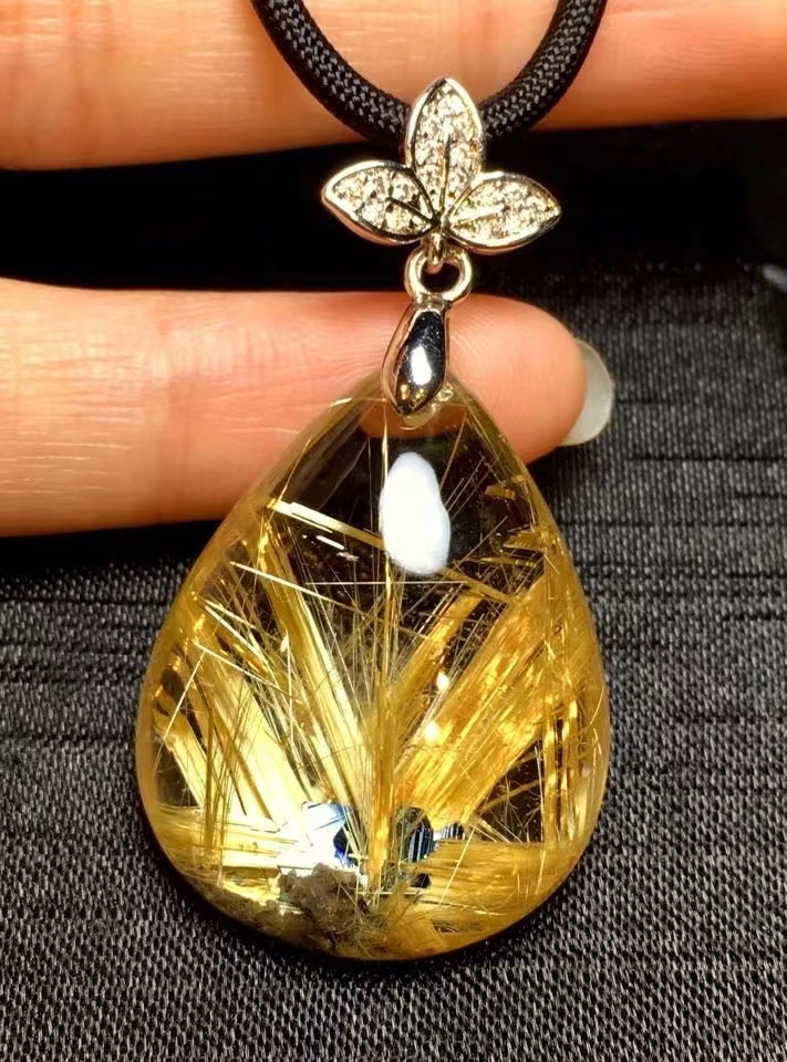Natural Gold Rutilated Quartz Pendant Brazil Wealthy 31x24x10mm Women Water Drop Men Women Jewelry 18K Gold AAAAAA
Natural Gold Rutilated Quartz Pendant Brazil Wealthy 31x24x10mm Women Water Drop Men Women Jewelry 18K Gold AAAAAA