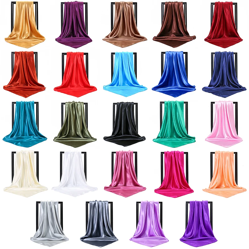 90*90cm Candy Colors Women Silk Scarf Fashion Silk Shawl Head Covering Ladies Professional Small Squares New Design Silk Scaves
90*90cm Candy Colors Women Silk Scarf Fashion Silk Shawl Head Covering Ladies Professional Small Squares New Design Silk Scaves