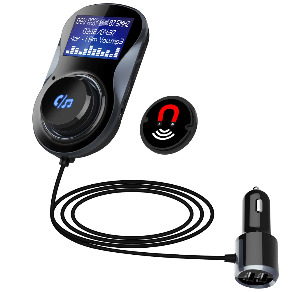 FM-трансмиттер автомобильный с Bluetooth 2 USB-портами и ЖК-дисплеем | Автомобили