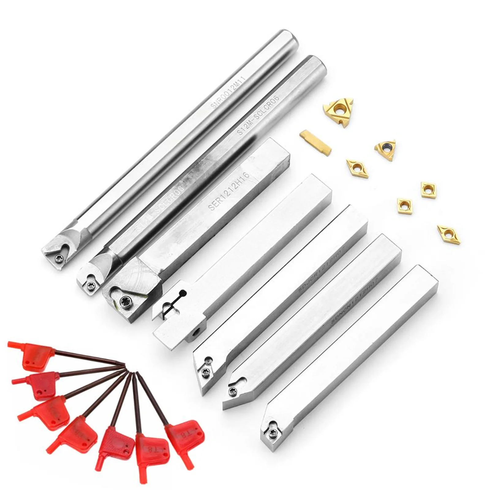 12mm Turning Tool Holder Boring Bar Wrenches Cemented Carbide Blade 21PCS Alloy Steel Higher Toughness Woodworking Accessories
12mm Turning Tool Holder Boring Bar Wrenches Cemented Carbide Blade 21PCS Alloy Steel Higher Toughness Woodworking Accessories