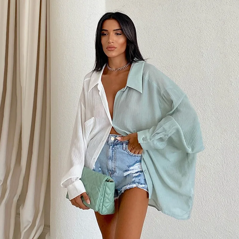 Moarcho Casual Patchwork Oversize Loose Women Shirt Long Style Pocket Fashion Color Contrast Street Style Blouses 2021 New
Moarcho Casual Patchwork Oversize Loose Women Shirt Long Style Pocket Fashion Color Contrast Street Style Blouses 2021 New