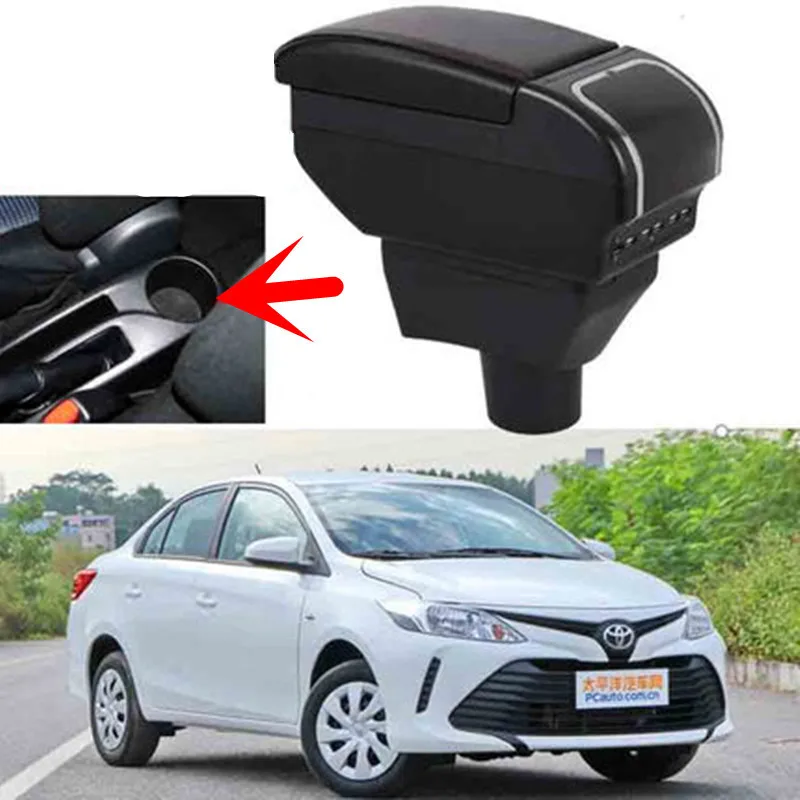 Двухслойный ящик для хранения центральная консоль Toyota Yaris L Sedan Vios 2014-2018