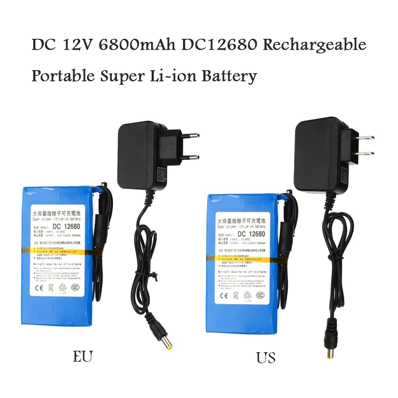 High Quality Super Rechargeable Portable Lithium-ion Battery Pack DC 12V 6800mAh DC12680 With US Plug/EU plug
High Quality Super Rechargeable Portable Lithium-ion Battery Pack DC 12V 6800mAh DC12680 With US Plug/EU plug
