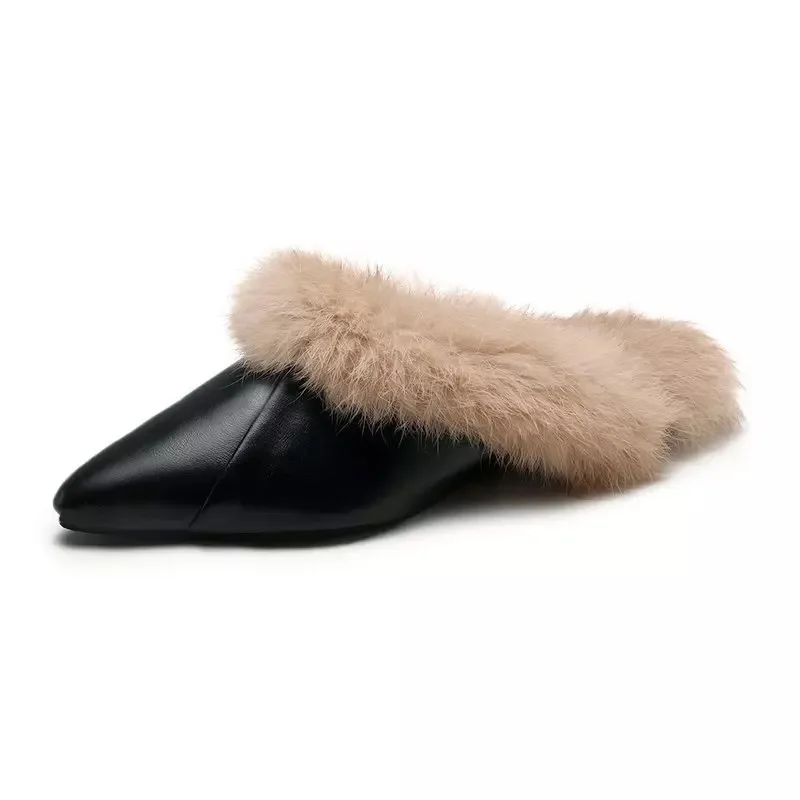 Women Fur Slides Home Slippers Leather Muller Shoes Female Slip On Flat Winter Warm Plush Pointed Toe Woman Slides INS Hot
Women Fur Slides Home Slippers Leather Muller Shoes Female Slip On Flat Winter Warm Plush Pointed Toe Woman Slides INS Hot