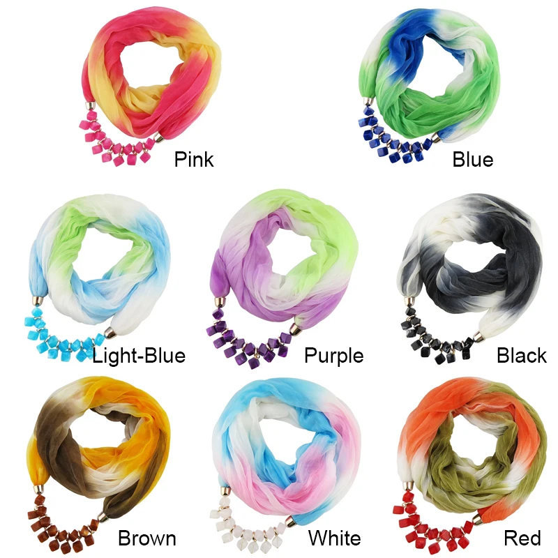 Unique Gradient Head Scarves Printing Pattern Chiffon Beads Scarf Statement Maxi Jewellery Necklace Multi-colors Women Muffler
Unique Gradient Head Scarves Printing Pattern Chiffon Beads Scarf Statement Maxi Jewellery Necklace Multi-colors Women Muffler