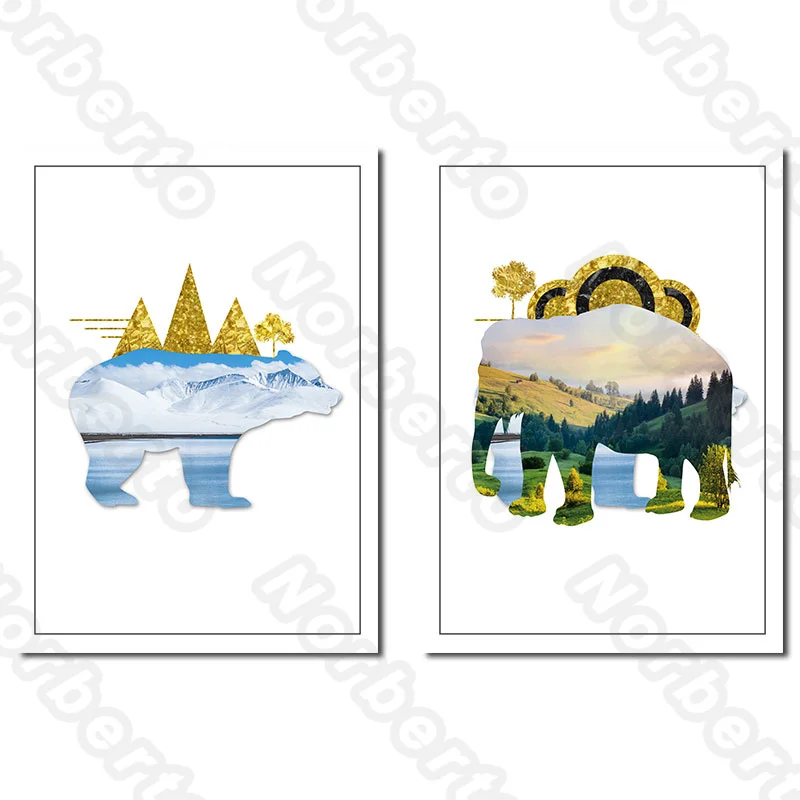 Art Animals Canvas Painting and Posters Wall Glacier Sea Forest Field Blue Sky Shaped As Pig Elephant for Home Room Decoration
Art Animals Canvas Painting and Posters Wall Glacier Sea Forest Field Blue Sky Shaped As Pig Elephant for Home Room Decoration