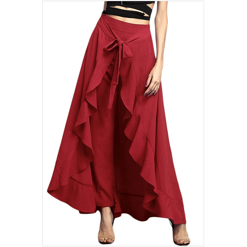 Женские Асимметричные свободные брюки с высокой талией юбки женские палаццо