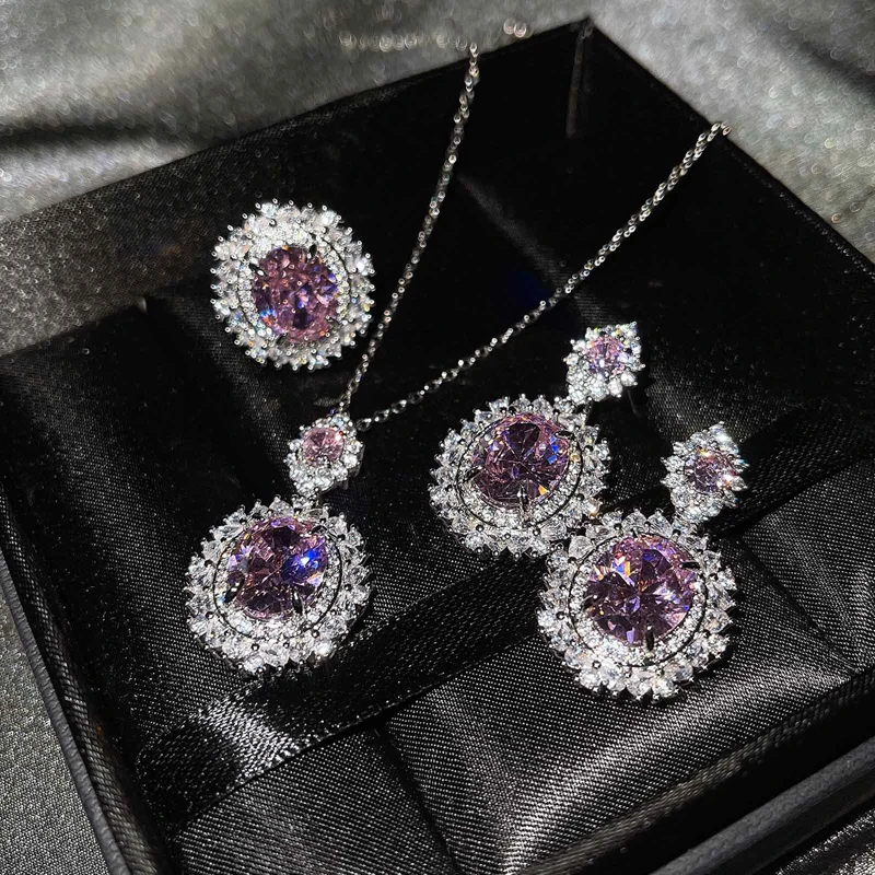 High Grade Jewelry Set Luxury Oval Blue Zircon Geometric Exaggeration Earrings S925 Necklace Eternity Wedding Ring For Women
High Grade Jewelry Set Luxury Oval Blue Zircon Geometric Exaggeration Earrings S925 Necklace Eternity Wedding Ring For Women