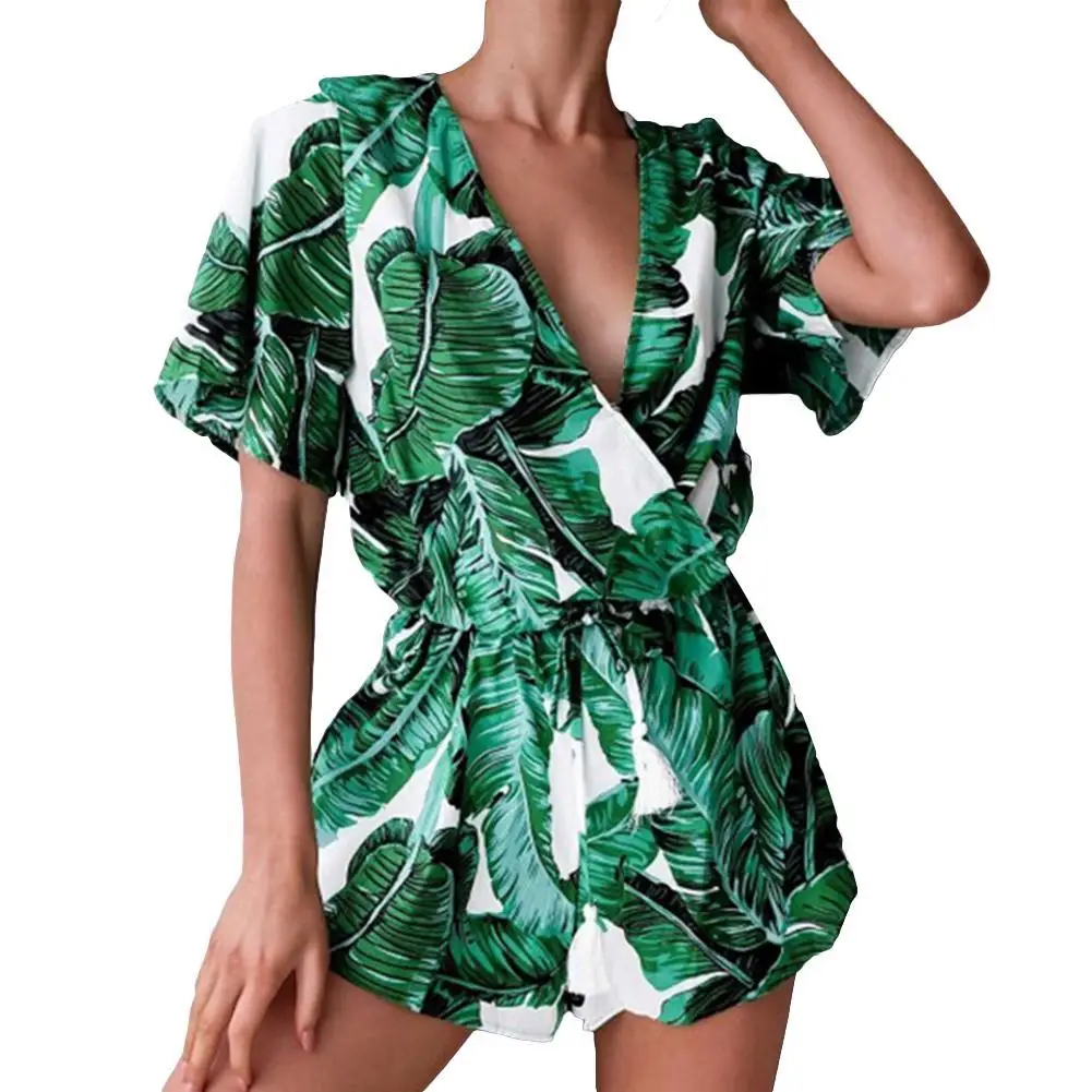 80% HOT SALES!!!Tropical Leaves Print Women Summer V-neck Bandage Romper Short Pants Jumpsuit
80% HOT SALES!!!Tropical Leaves Print Women Summer V-neck Bandage Romper Short Pants Jumpsuit