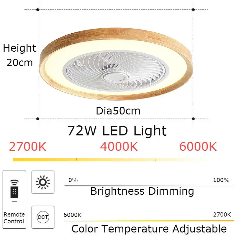 Bedroom Ceiling Lamp with Fan and Remote Control 72W LED Light Stepless Dimming Infinitely Color Change
Bedroom Ceiling Lamp with Fan and Remote Control 72W LED Light Stepless Dimming Infinitely Color Change
