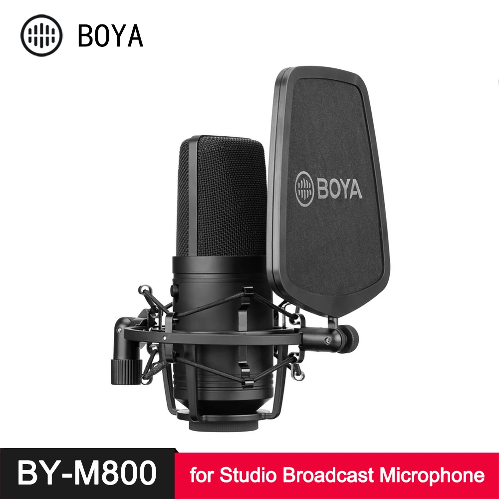 

Конденсаторный кардиоидный микрофон BOYA BY M800 M1000, большой диафрагменный микрофон с глубоким фильтром для студийной трансляции, прямой транс...