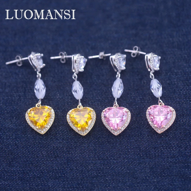 Luomansi Heart Shaped High Carbon Diamond Silver Earrings S925 Silver Fine Jewelry Romantic Women Party Birthday Gift Wholesale
Luomansi Heart Shaped High Carbon Diamond Silver Earrings S925 Silver Fine Jewelry Romantic Women Party Birthday Gift Wholesale