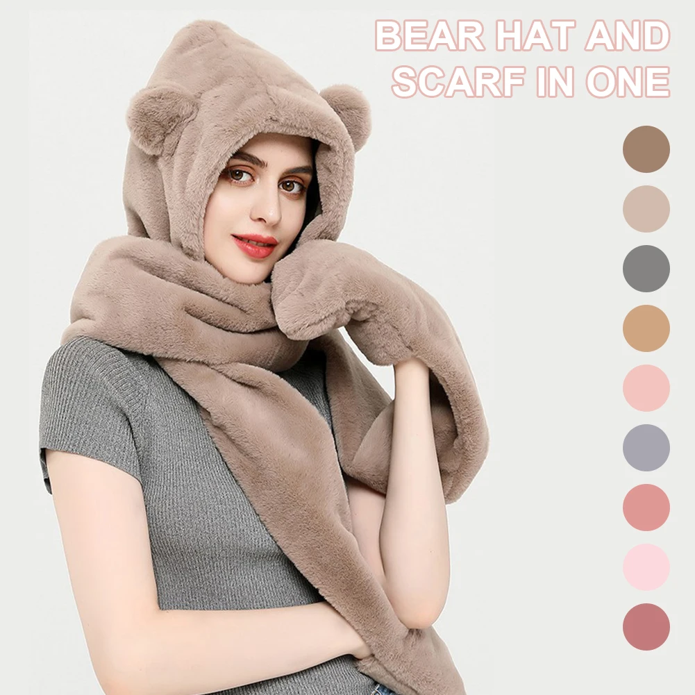 3 In 1 Womens Cute Hooded Scarf with Gloves Set Soft Plush Thick Winter Warm Hoodie Hat Neck Gaiter Long Ear Flaps Mitten New
3 In 1 Womens Cute Hooded Scarf with Gloves Set Soft Plush Thick Winter Warm Hoodie Hat Neck Gaiter Long Ear Flaps Mitten New