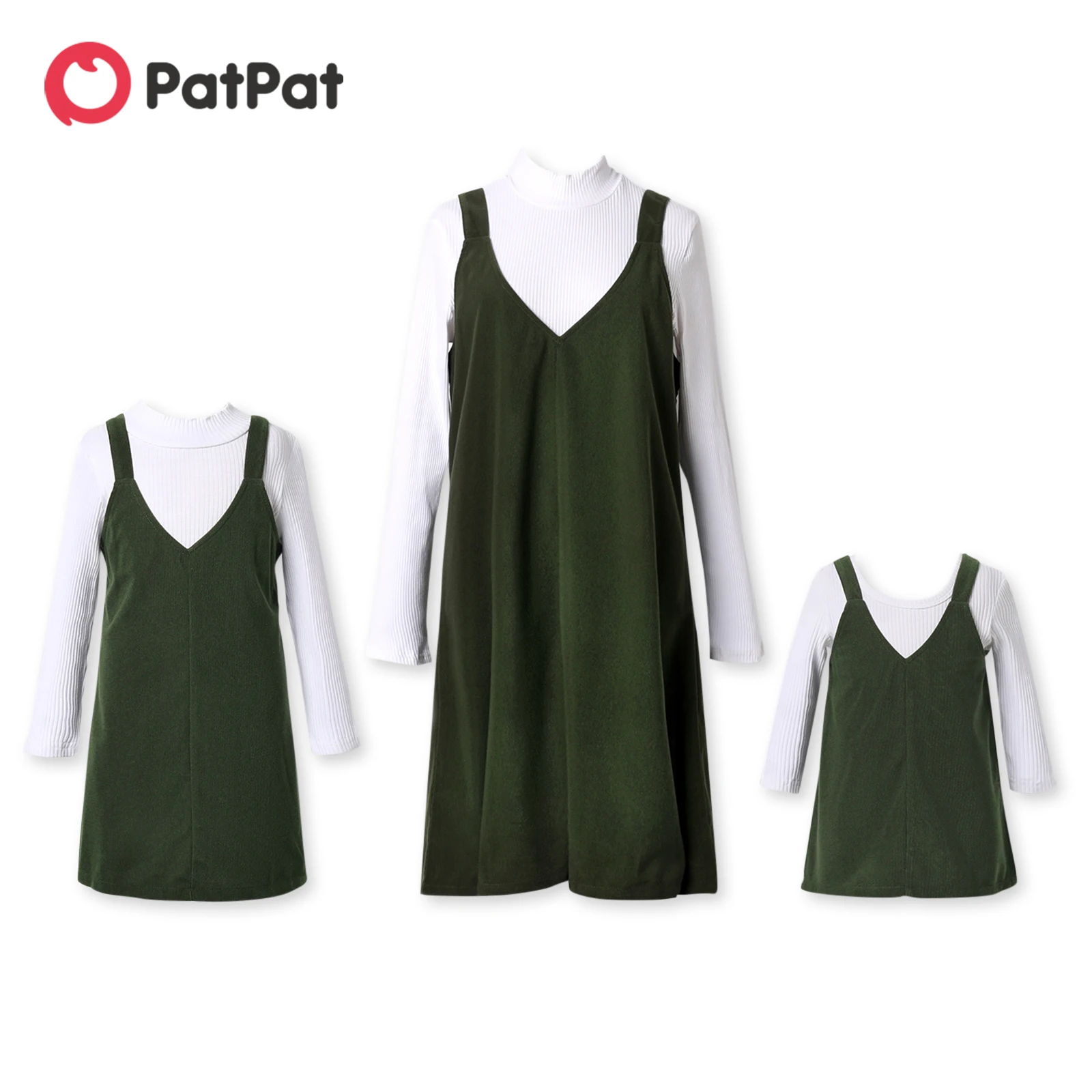 PatPat White Ribbed Turtleneck Long-sleeve Top with Sleeveless Corduroy Dress for Mom and Me
PatPat White Ribbed Turtleneck Long-sleeve Top with Sleeveless Corduroy Dress for Mom and Me