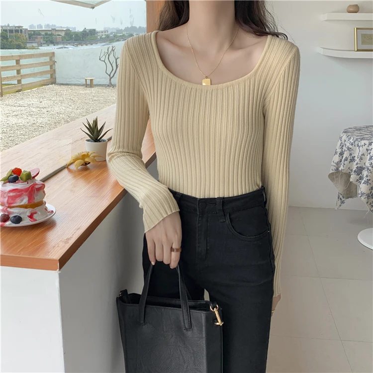 Solid Color Knitting Sweaters Women's Square Collar Long Sleeve Autumn Winter Slim Clothing Fashion Jumpers Hot
Solid Color Knitting Sweaters Women's Square Collar Long Sleeve Autumn Winter Slim Clothing Fashion Jumpers Hot