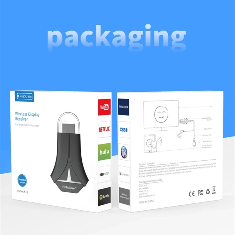 Mirascreen K12 TV Stick Wifi Display Receiver HDMI-compatible Adapter Stream Cast Mirror Screen Airplay Miracast Anycast
Mirascreen K12 TV Stick Wifi Display Receiver HDMI-compatible Adapter Stream Cast Mirror Screen Airplay Miracast Anycast