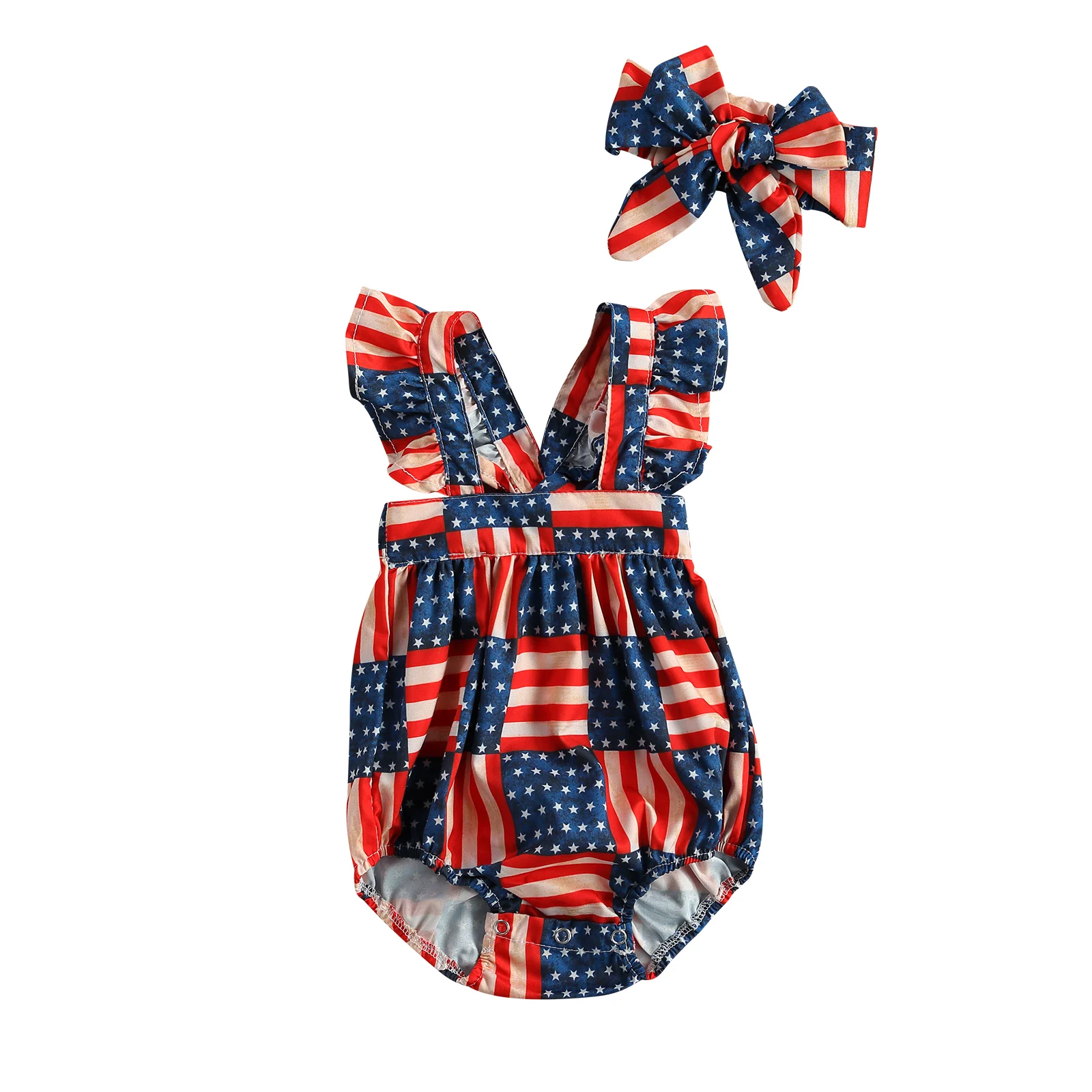 Newborn Baby Girl’s Jumpsuits Fly Sleeve Cute Independence Day Print Bandage Jumpsuits and Headband
Newborn Baby Girl’s Jumpsuits Fly Sleeve Cute Independence Day Print Bandage Jumpsuits and Headband