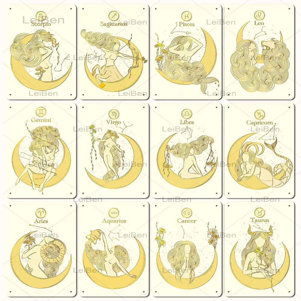 Constellations Zodiac Astrology Metal Sign Bohemian Golden Abstract Pattern Metal Plaque Unique Gift Wall Decoration Iron Plate
Constellations Zodiac Astrology Metal Sign Bohemian Golden Abstract Pattern Metal Plaque Unique Gift Wall Decoration Iron Plate