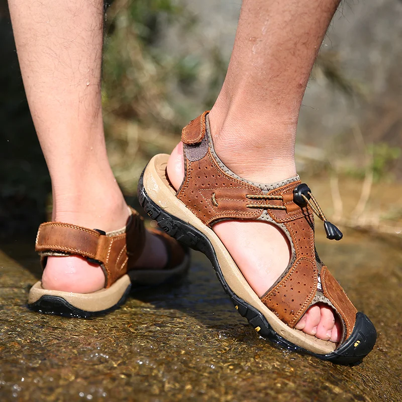 Sandalias Hombre De Cuero Mens Walking Sandals Leather Shoes Men Slippers Summer Genuine Breathable Male Sandal
Sandalias Hombre De Cuero Mens Walking Sandals Leather Shoes Men Slippers Summer Genuine Breathable Male Sandal