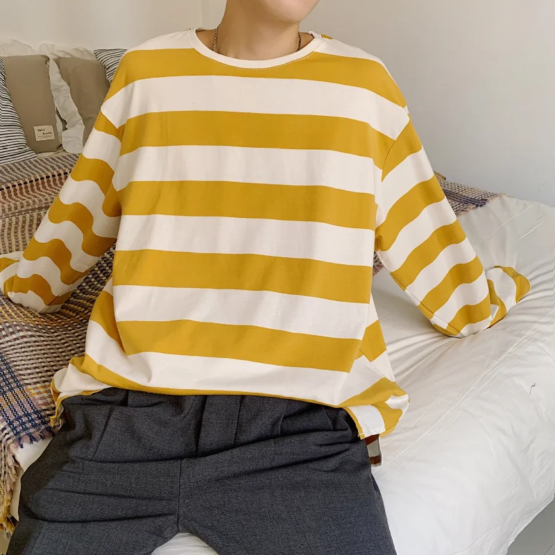 Long sleeve t-shirt men's 2021 new Korean loose Stripe Men's top men clothing tshirt
Long sleeve t-shirt men's 2021 new Korean loose Stripe Men's top men clothing tshirt