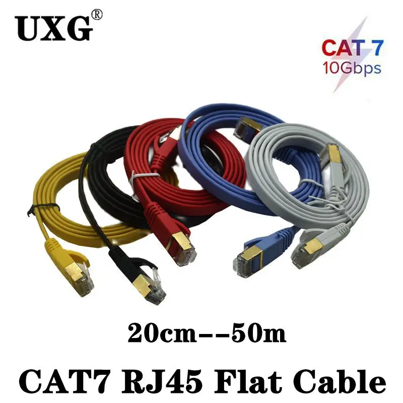 10 Гбит/с Cat7 20 см 50 1 м 2 3 5 CAT7 Плоский сетевой кабель STP Ethernet RJ45 соединительный LAN