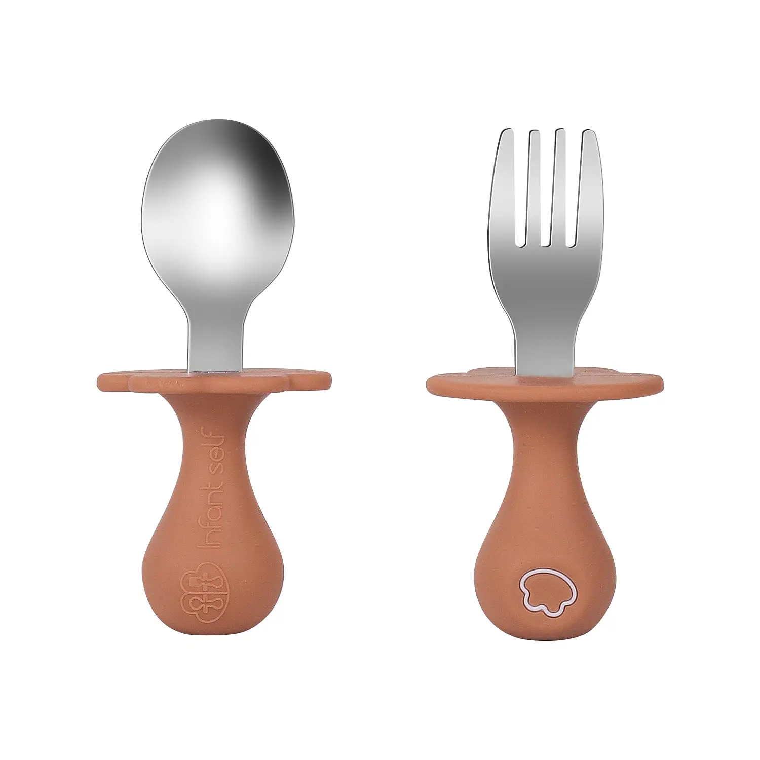 Infant Self Baby Spoon Fork Set Toddler Silicone Utensils Stainless Steel Tableware First Training Weaning for 6+ Month (Brown)
Infant Self Baby Spoon Fork Set Toddler Silicone Utensils Stainless Steel Tableware First Training Weaning for 6+ Month (Brown)