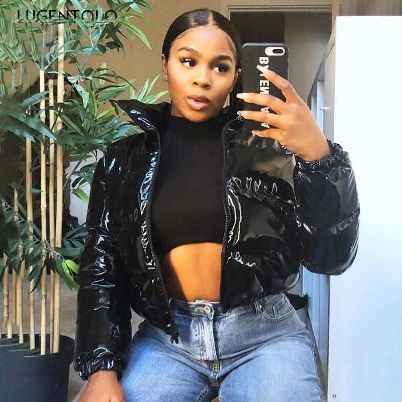 Glossy Parka Coat Women Winter Fashion Long Sleeve Jackets Zipper Stand Collar Warm Casual Solid Street Short Parkas Lugentolo
Glossy Parka Coat Women Winter Fashion Long Sleeve Jackets Zipper Stand Collar Warm Casual Solid Street Short Parkas Lugentolo