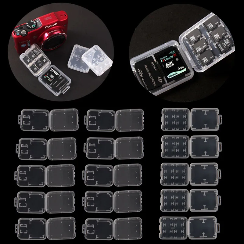 

10 шт. Пластик прозрачный Стандартный SD SDHC чехол для держателя карты памяти ящик для хранения; Прямая поставка