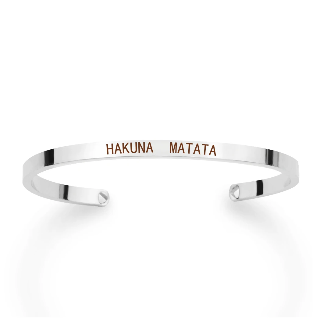 Letterring Bangle Hakuna Matata Simple Inspirational Letters Engraved African Proverb Bracelet Copper Alloy Cuff Bracelet
Letterring Bangle Hakuna Matata Simple Inspirational Letters Engraved African Proverb Bracelet Copper Alloy Cuff Bracelet