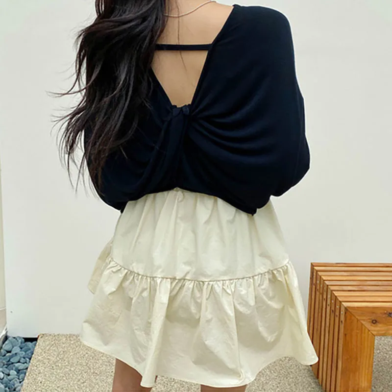 2020 New Arrivals Early Autumn O-neck Long-sleeved Backless T-shirt Back Cross-knotting Cotton Pullovers Tunic 
2020 New Arrivals Early Autumn O-neck Long-sleeved Backless T-shirt Back Cross-knotting Cotton Pullovers Tunic