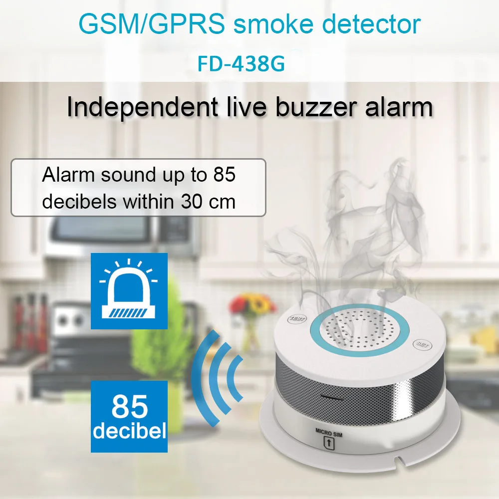 Беспроводной детектор дыма с GSM GPRS и SMS уведомлением датчик пожарной сигнализации