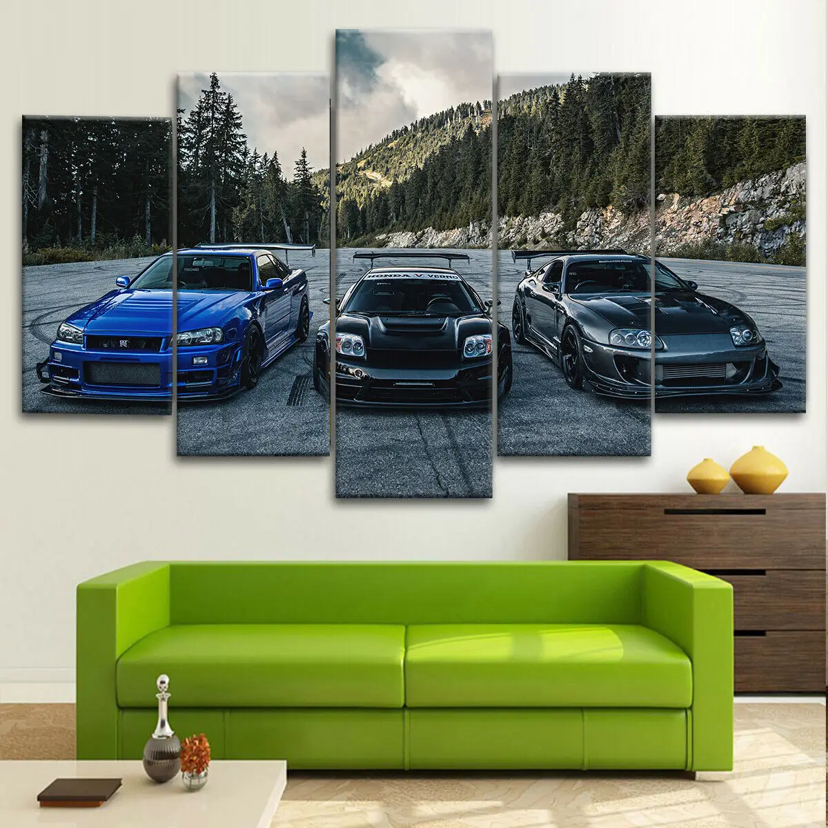 

No Framed Canvas 5Pcs JDM Supra Nissan Skyline NSX Car Wall Art Posters Home Decor Accessories Living Room Decoration Paintings
