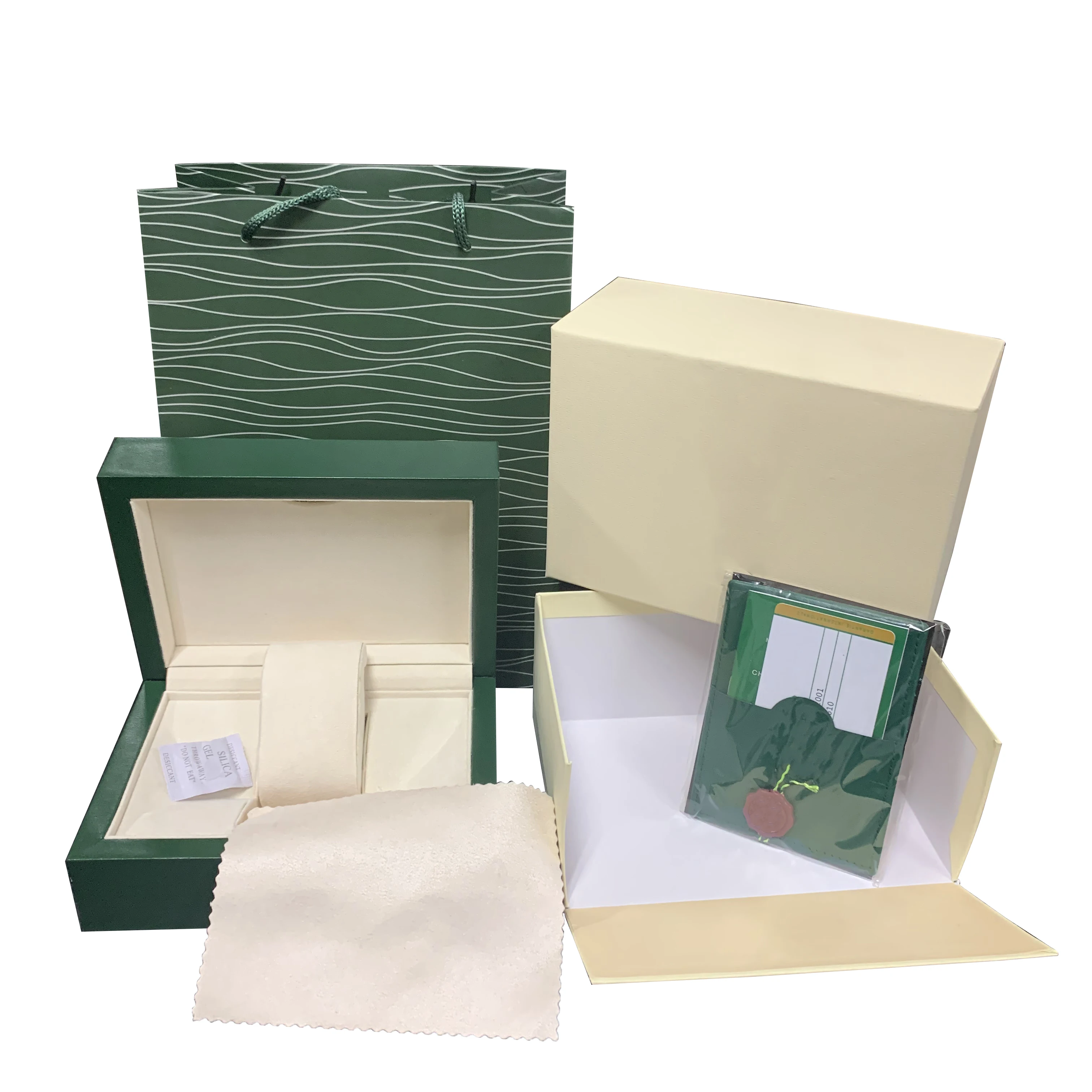 

Заводской поставщик, роскошный бренд, зеленый с оригинальной деревянной коробкой для часов, бумажник для карт, чехлы, наручные часы AAA