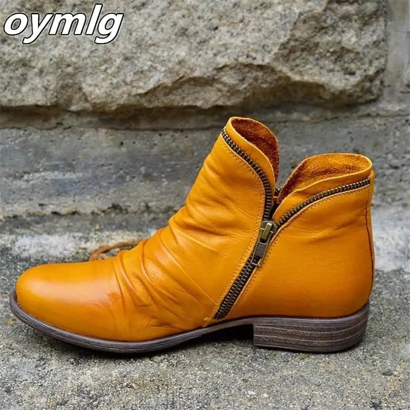 Women Ankle Boots Flats Side Zipper Leather Boots Ladies Soft Comfortable Winter Boots Females Casual Solid Color Outdoor Boots
Women Ankle Boots Flats Side Zipper Leather Boots Ladies Soft Comfortable Winter Boots Females Casual Solid Color Outdoor Boots
