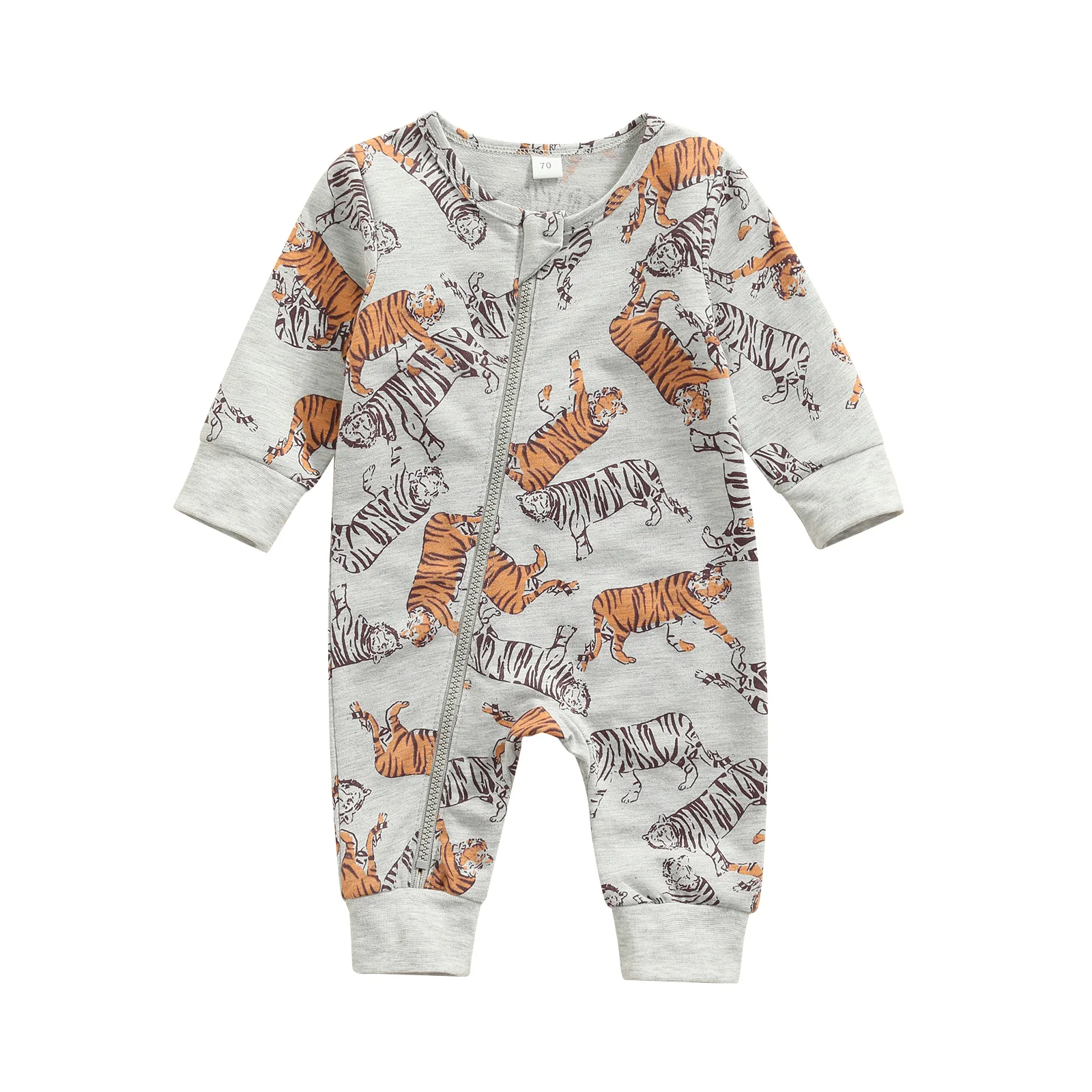 Infant Baby’s Casual Long Sleeve Jumpsuit Cartoon Tiger Printed Zipper Round Neck Long Romper 2021 New Fashion
Infant Baby’s Casual Long Sleeve Jumpsuit Cartoon Tiger Printed Zipper Round Neck Long Romper 2021 New Fashion