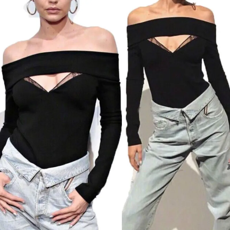 Black Tops Women Sexy Fashion Long Sleeve Off Shoulder Slash Neck Backless Casual Blouse Tops Slime Crop Tops
Black Tops Women Sexy Fashion Long Sleeve Off Shoulder Slash Neck Backless Casual Blouse Tops Slime Crop Tops