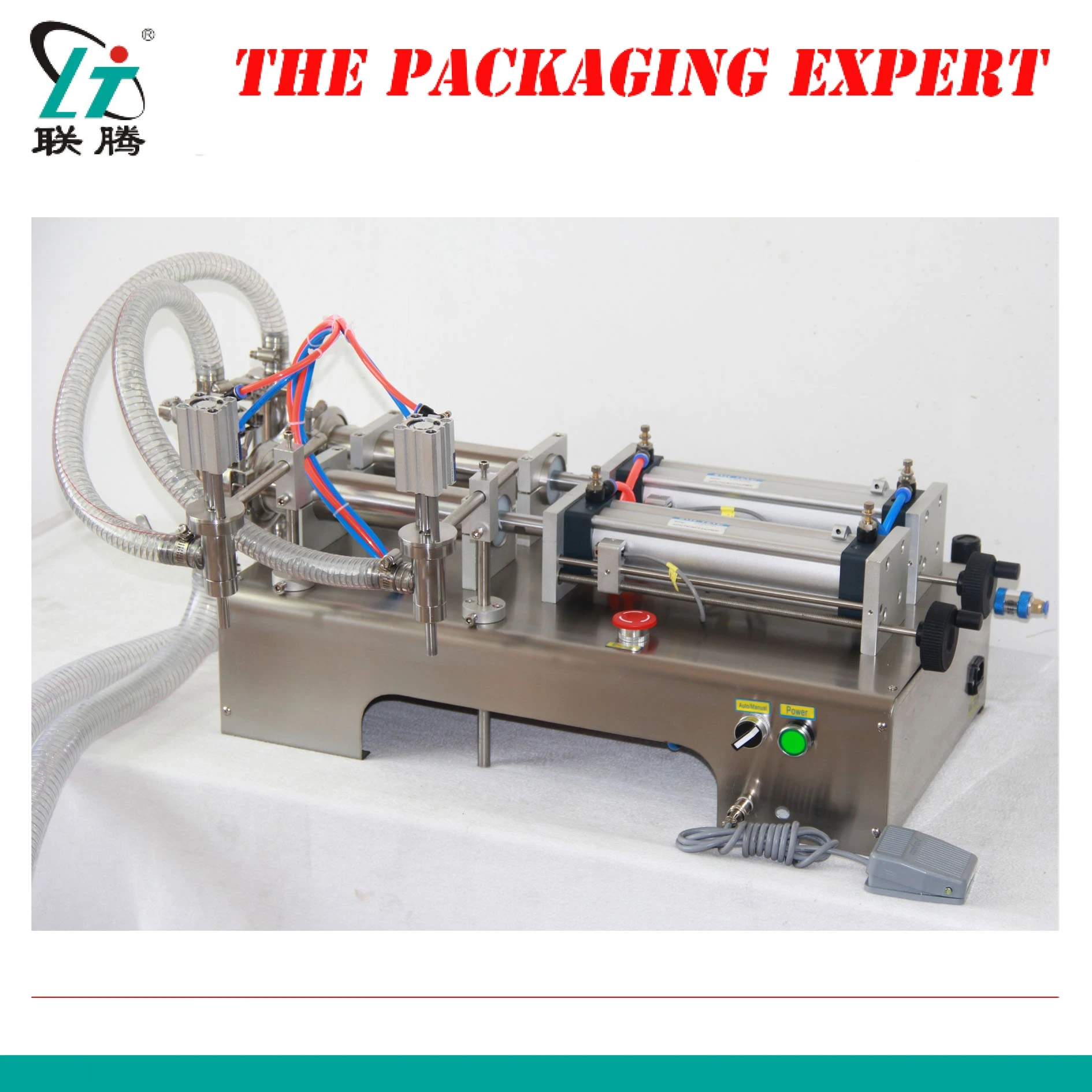 Double Heads Pneumatic Piston Liquid Filler Shampoo Water Wine Milk Juice Vinegar Coffee Oil Drink Detergent Filling Machine
Double Heads Pneumatic Piston Liquid Filler Shampoo Water Wine Milk Juice Vinegar Coffee Oil Drink Detergent Filling Machine