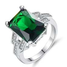 Взрывные модели квадратное кольцо зеленое на палец с камнем