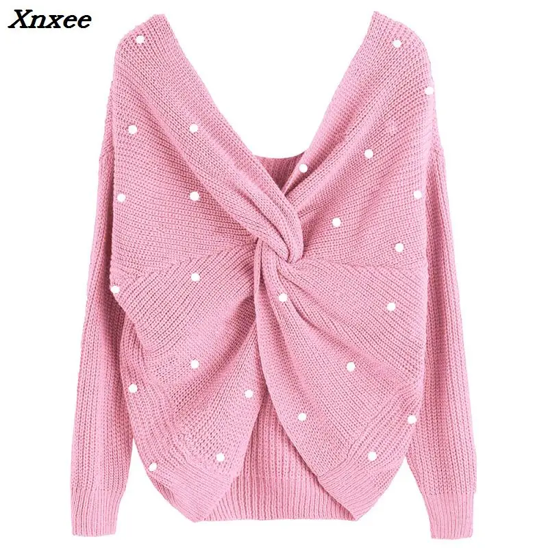 Xnxee Pearl Beading V Neck Twist Sweater Sweet Burgundy Women Pullovers Knit Jumper Long Sleeve Casual Solid Sweater pull femme
Xnxee Pearl Beading V Neck Twist Sweater Sweet Burgundy Women Pullovers Knit Jumper Long Sleeve Casual Solid Sweater pull femme