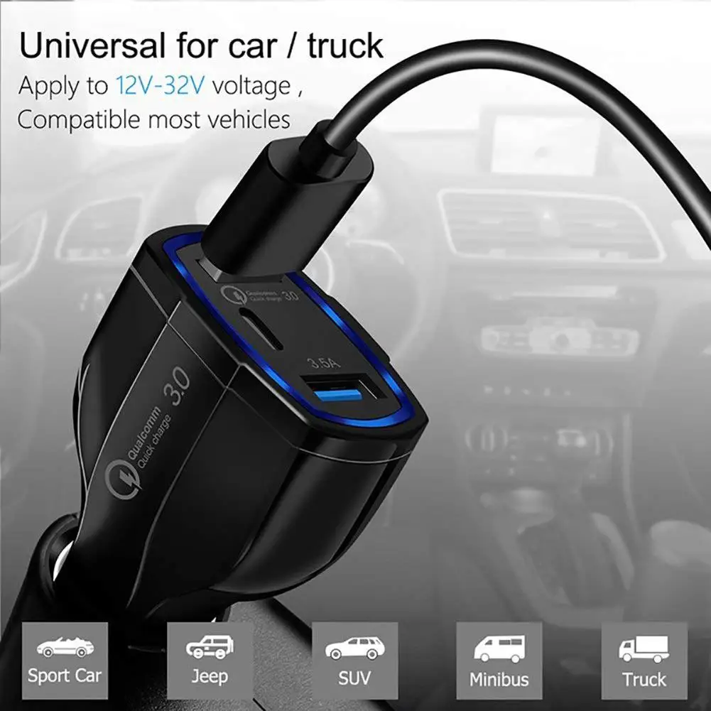 Быстрая зарядка 3 0 с usb type C автомобильное зарядное устройство Встроенная