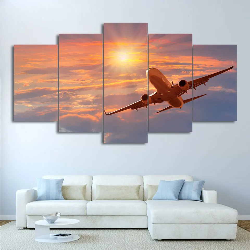 Canvas Painting Wall Art Home Decor Poster Framewoek 5 Pieces Sunset Aircraft Andscape Living Room Modern HD Printed Pictures
Canvas Painting Wall Art Home Decor Poster Framewoek 5 Pieces Sunset Aircraft Andscape Living Room Modern HD Printed Pictures