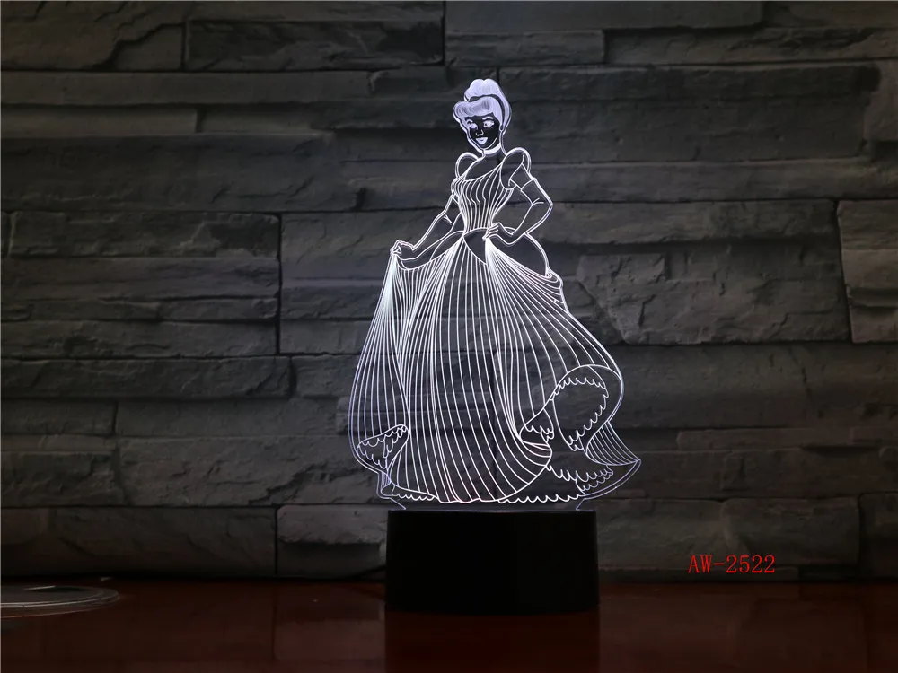 Princess Cindirella Figure Usb 3d Led Night Light Decoration Girls Children Kids Baby Gifts 7 Color Changing Lamp AW-2522
Princess Cindirella Figure Usb 3d Led Night Light Decoration Girls Children Kids Baby Gifts 7 Color Changing Lamp AW-2522