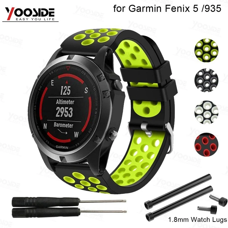 22 мм силиконовый ремешок для часов Garmin Forerunner 935/Quatix 5/Fenix 5/5 Plus браслет с адаптером